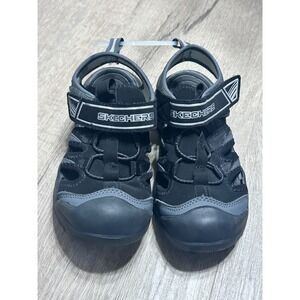 Kids Skechers Black Gray Sport Sandals Hook and Loop Adjustable Size 12 Toddler